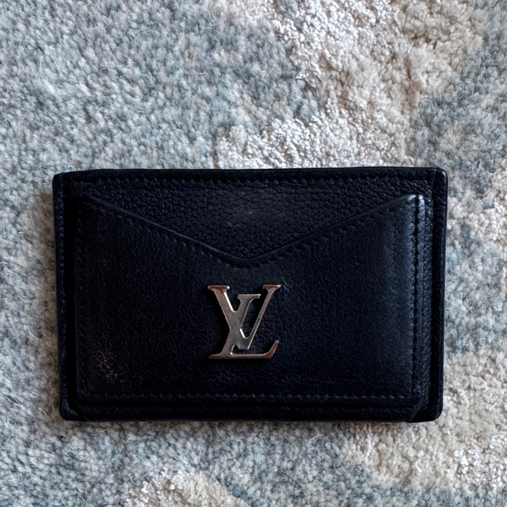 Louis Vuitton Black Card Holder with Silver Hardware